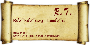 Rákóczy Tamás névjegykártya